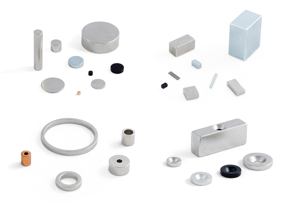 Magnetfabriken stocks neodymium magnets as cylinder, ring, block or sphere magnets.